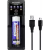 VOLTCRAFT CC1A Universāls apaļo elementu lādētājs NiMH, Li-Ion, LiFePO4, NiCd - 1 ligzda, USB barošana, atbalsta AA, AAA, C, 10440, 14500, 16340