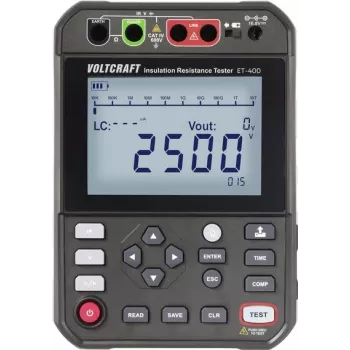 VOLTCRAFT ET-400 Izolācijas testeris 250 V, 500 V, 1000 V, 2500 V līdz 2,5 TΩ (VC-17072210)