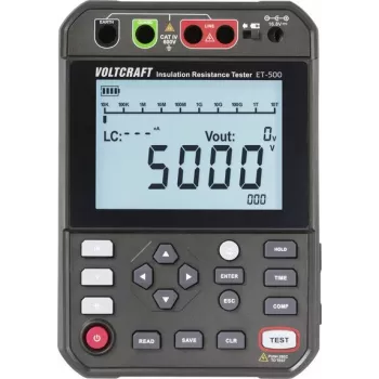 VOLTCRAFT ET-500 izolācijas testeris 250 V, 500 V, 1000 V, 2500 V, 5000 V 5.0 TΩ (VC-17072215)