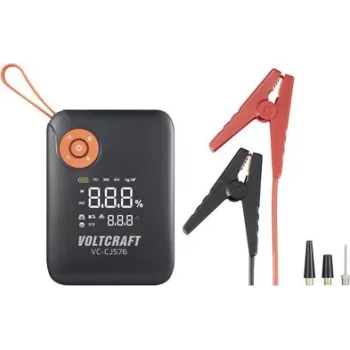 VOLTCRAFT Jump Starter VC-CJS76 VC-16024485 300 A 12 V ar uzlādes turētāju, 2x 12V izejas, 2x USB, LED lukturītis, LCD displejs