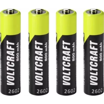 VOLTCRAFT Micro (AAA) NiMH akumulatoru baterijas 800 mAh 1,2 V gatavas lietošanai, 4 gab. iepakojums (VC-17275415)