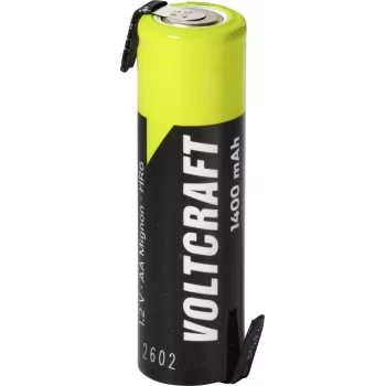 VOLTCRAFT Mignon AA akumulators NiMH 1,2 V 1400 mAh augstas strāvas ar Z lodēšanas izvadiem, gatavs lietošanai (1 gab.) VC-17666040