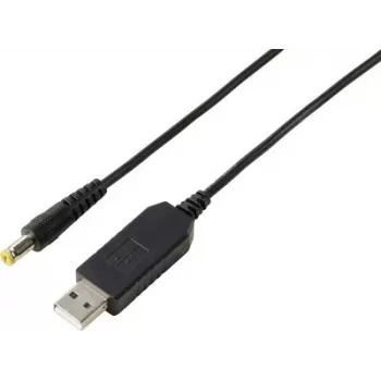 VOLTCRAFT USB uz 12V DC paaugstināšanas pārveidotājs ar 5,5x2,1 mm cilindrisko spraudni un adapteru komplektu, 12 W, 1 A, melns (VC-18218585)