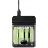Voltcraft VC-BC4-PB1 2-in-1 NiMH akumulatoru lādētājs un power banka 4x AA/AAA, 500mA, USB-C ieeja, USB-A izeja, melns