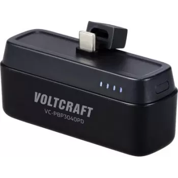VOLTCRAFT VC-PBP3040PD Power Bank 4500 mAh USB-C PD Li-Ion matēti melns ar statusa indikatoru