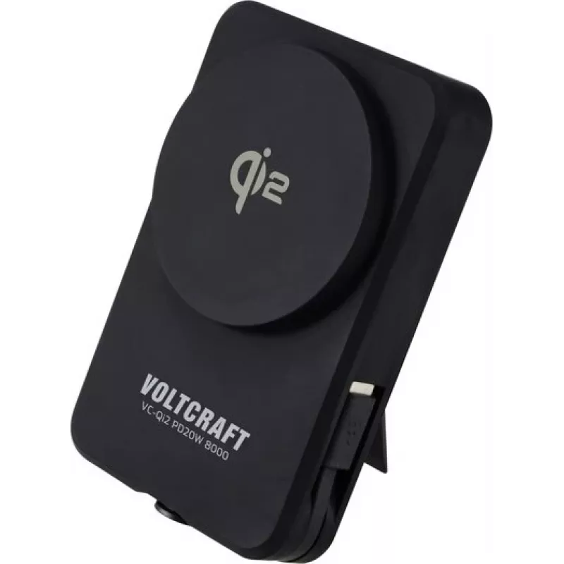 VOLTCRAFT VC-Qi2 PD20W 8000 pārnēsājamais akumulators 8000 mAh ātrā uzlāde LiPo USB-C melns statusa displejs (VC-15346515)