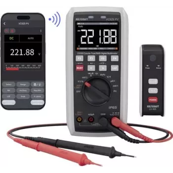 VOLTCRAFT VC925 PV saules digitālais multimetrs True RMS 20000 rādījumi IP65 CAT III 1500V CAT IV 1000V Bluetooth VC-15361740