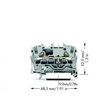 WAGO 2001-1201 Caurplūdes spailes bloks, 1-vadītājs, 800V, 24A, 2,5mm², pelēks, Push-in CAGE CLAMP®