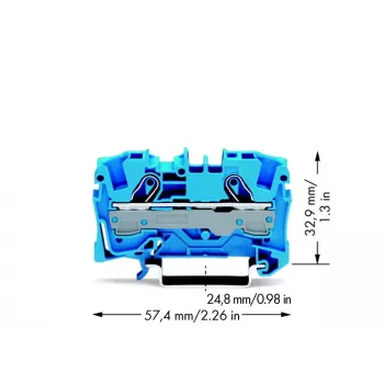 WAGO 2006-1204 Caurplūdes spailes bloks, Push-in CAGE CLAMP, 800 V, 41 A, 6 mm², pelēks, DIN-rail 35