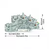 WAGO 2203-7545 trīsvadu instalācijas spaile ar spraudkontakta CAGE CLAMP, L/L/PE, pelēka/zaļi-dzeltena