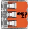 WAGO 221-413 COMPACT savienošanas spaile, 3 vadu, 0,2–4 mm², caurspīdīga, 50 gab. iepakojums