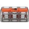 WAGO 221-413 COMPACT savienošanas spaile, 3 vadu, 0,2–4 mm², caurspīdīga, 50 gab. iepakojums