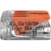 WAGO 221-413 COMPACT savienošanas spaile, 3 vadu, 0,2–4 mm², caurspīdīga, 50 gab. iepakojums