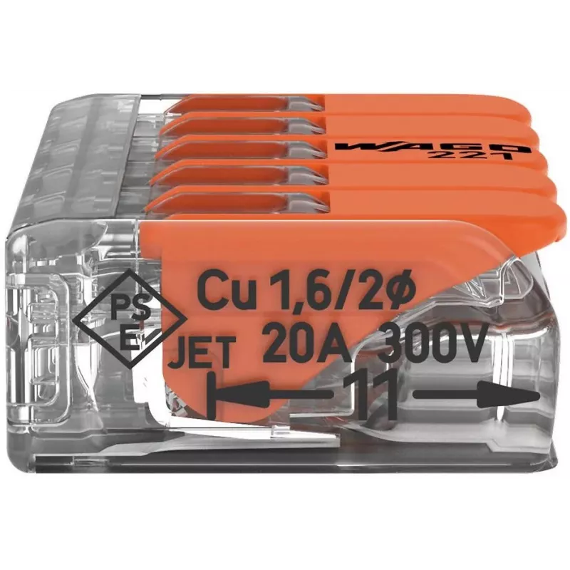 WAGO 221-415 COMPACT savienotājs 5 vadiem, 0,2-4 mm², 25 gab.