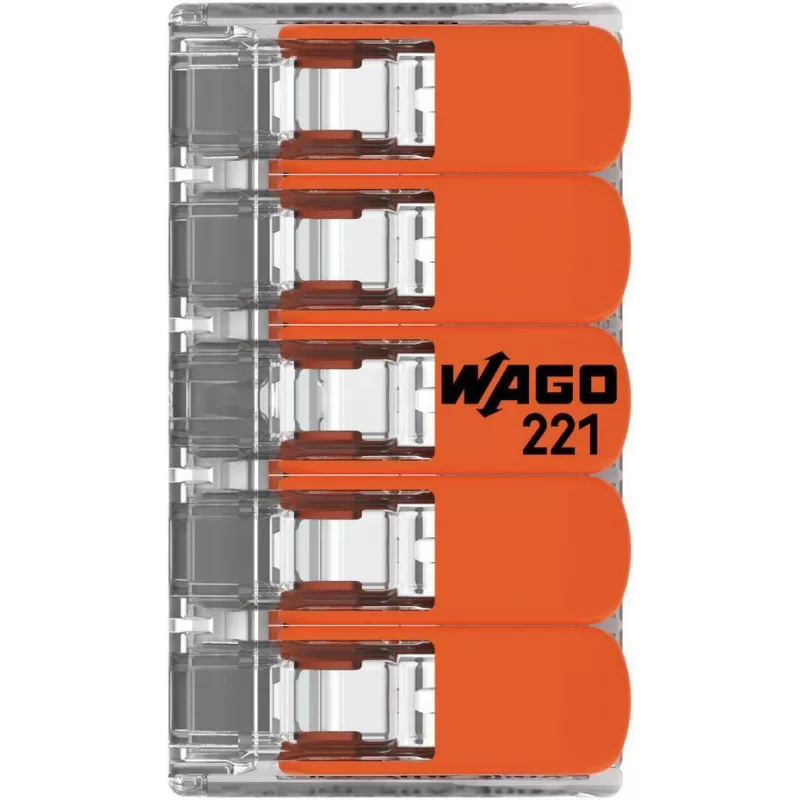 WAGO 221-415 COMPACT savienotājs 5 vadiem, 0,2-4 mm², 25 gab.