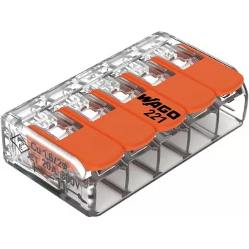 WAGO 221-415 COMPACT savienotājs 5 vadiem, 0,2-4 mm², 25 gab.