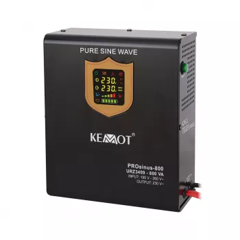 Sienas avārijas barošanas bloks KEMOT PROsinus-800 pārveidotājs ar tīru sinusoidālo vilni un uzlādes funkciju 12V 230V 800VA/500W