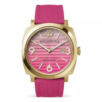 WATCHPEOPLE Sieviešu 700985 Rožu zelta toņa nerūsējošā tērauda un brūnas ādas pulkstenis 45mm