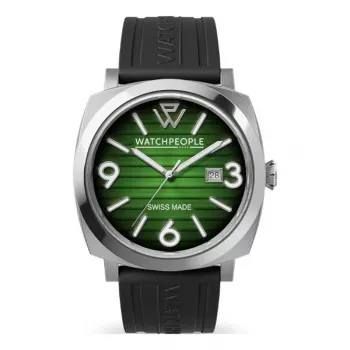 WATCHPEOPLE Sieviešu kvarca analogais pulkstenis 700987 - 45mm melns ciparnīca, mākslīgās ādas siksniņa