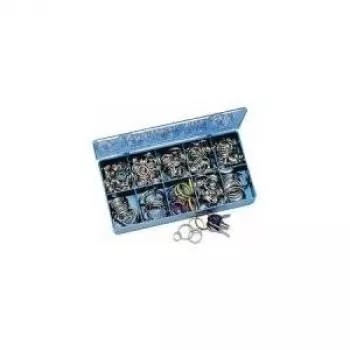 WEDO 262 300 atslēgu gredzenu komplekts, 300 gabali, rūdīts tērauds, spīdīgs niķelis, 6 izmēri (15-35 mm)