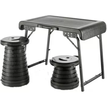 WEDO Camping Set 1 Table and 2 Telescopic Stools NXT Black
