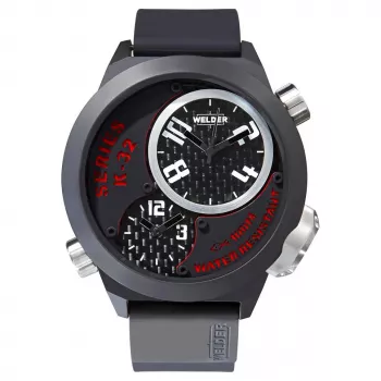WELDER MAN K32-9201 50mm Analog Quartz Watch Black Dial Leather Strap