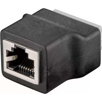 Wentronic 76737 RJ45 T-adaptera sadalītājs, 1x RJ45 tēviņš uz 2x RJ45 mātiņa, 8 kontaktu, melns