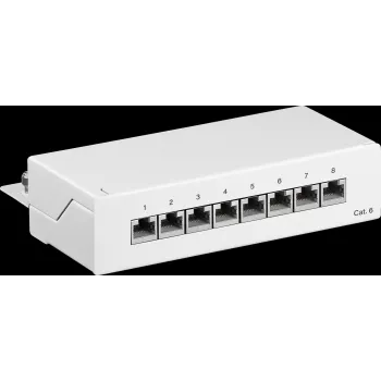 Wentronic Goobay 62069 26 portu Cat6 S/UTP ekranēts patch panelis, 1U 19 collu statīva montāža, balts