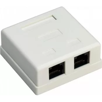 Wentronic Goobay 77633 Cat 6 ekranēta virsmas montāžas RJ45 tīkla kontaktligzda, 2 portu, balta