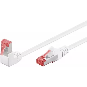 WENTRONIC Goobay CAT 6 tīkla kabelis, 1x 90° leņķa, S/FTP (PiMF), balts, 0,25 m - Latch Up, LSZH bez halogēniem, varš (51548)