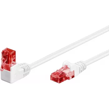 WENTRONIC Goobay CAT 6 tīkla kabelis ar 1x 90° leņķa savienotāju, U/UTP, balts, 5 m - augšējais fiksators, CCA (alumīnija vara) (51525)