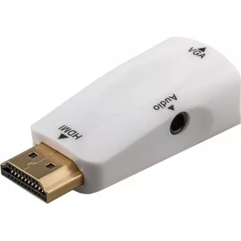 Wentronic Goobay kompakts HDMI uz VGA adapteris ar audio - HDMI vīrišķais uz VGA sievišķo + 3,5 mm ligzda, 1080p, melns 44793