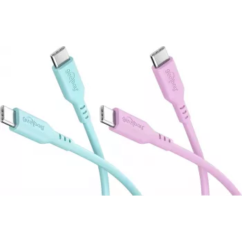 WENTRONIC Goobay Coral Crush komplekts 2x USB-C silikona kabelis, 1,5 m, tirkīza un rozā (81260)