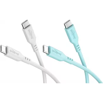 WENTRONIC Goobay Crystal Lagoon komplekts 2x USB-C silikona kabelis, 1,5 m, balts un tirkīza (81259)