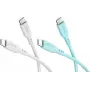 WENTRONIC Goobay Crystal Lagoon komplekts 2x USB-C silikona kabelis, 1,5 m, balts un tirkīza (81259)