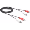 Wentronic Goobay RCA pagarinājuma kabelis, 2,5 m, 2x RCA tēviņš uz 2x RCA mātīte, stereo audio, melns 50026