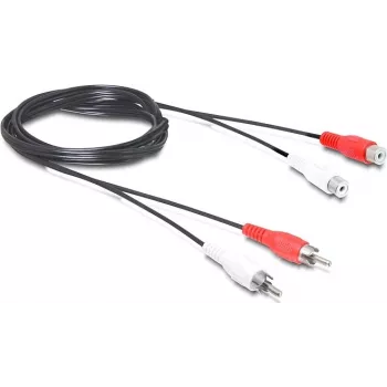 Wentronic Goobay RCA pagarinājuma kabelis, 2,5 m, 2x RCA tēviņš uz 2x RCA mātīte, stereo audio, melns 50026