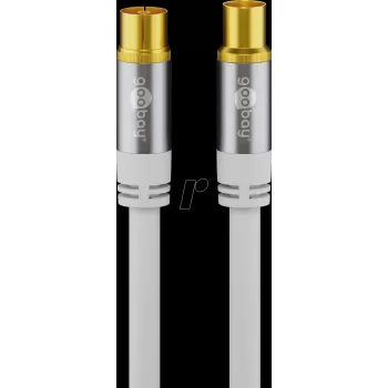 Wentronic Goobay TV antenas kabelis 1m balts ar zelta pārklājumu 4x ekranēts 135dB koaksiālais sieviešu uz vīriešu 70313