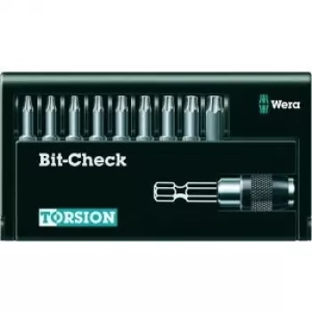 Wera 05056164001 9 gabalu Torx uzgaļu komplekts ar Rapidaptor turētāju, 1/4 collu sešstūra piedziņa, 25 mm uzgaļi, TX8–TX40, Bit-Check futrālis