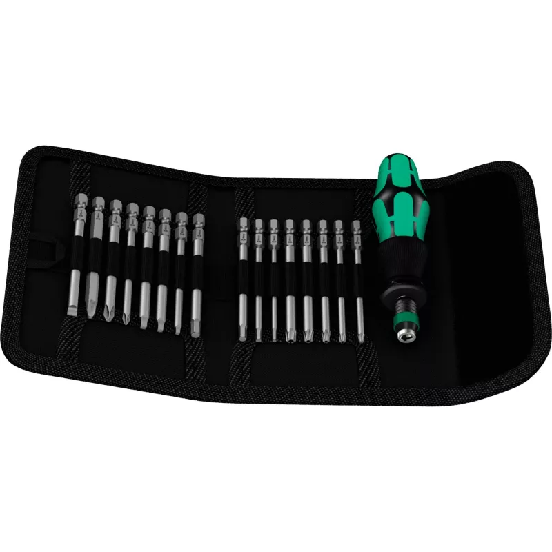 Wera 17 gabalu Kraftform Kompakt 60 uzgaļu komplekts, spraugveida, Phillips, Pozidriv, TORX BO 05051042001