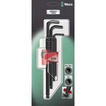 Wera Hex-Plus L-veida uzgriežņu atslēgu komplekts 950 PKL/9 BM SB SiS, 9 gab., metriskais, BlackLaser 05073596001