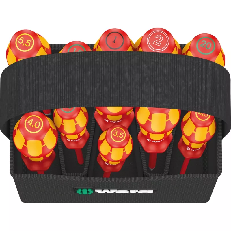 Wera Kraftform 2go 100 skrūvgriežu uzgaļu komplekts, 11 daļas, Phillips, Pozidriv, Torx, 25 mm uzgaļi, ar Rapidaptor uzgaļu turētāju un tekstila maciņu 05004310001