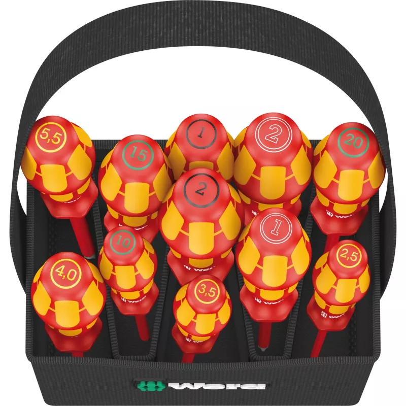 Wera Kraftform 2go 100 skrūvgriežu uzgaļu komplekts, 11 daļas, Phillips, Pozidriv, Torx, 25 mm uzgaļi, ar Rapidaptor uzgaļu turētāju un tekstila maciņu 05004310001