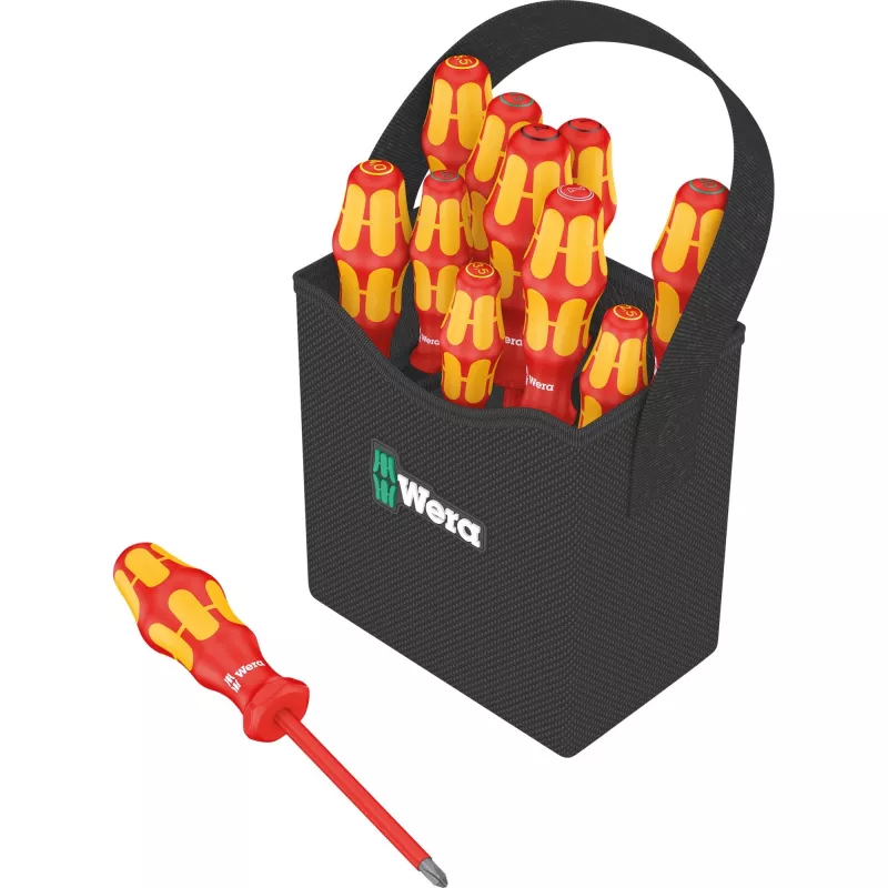 Wera Kraftform 2go 100 skrūvgriežu uzgaļu komplekts, 11 daļas, Phillips, Pozidriv, Torx, 25 mm uzgaļi, ar Rapidaptor uzgaļu turētāju un tekstila maciņu 05004310001