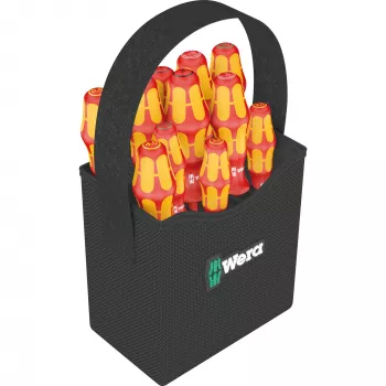 Wera Kraftform 2go 100 skrūvgriežu uzgaļu komplekts, 11 daļas, Phillips, Pozidriv, Torx, 25 mm uzgaļi, ar Rapidaptor uzgaļu turētāju un tekstila maciņu 05004310001