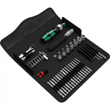 Wera Kraftform Kompakt H 1 Woodcraft skrūvgrieža rokturis ar 12 jauktiem uzgaļiem - Hex, Phillips, Pozidriv, Torx