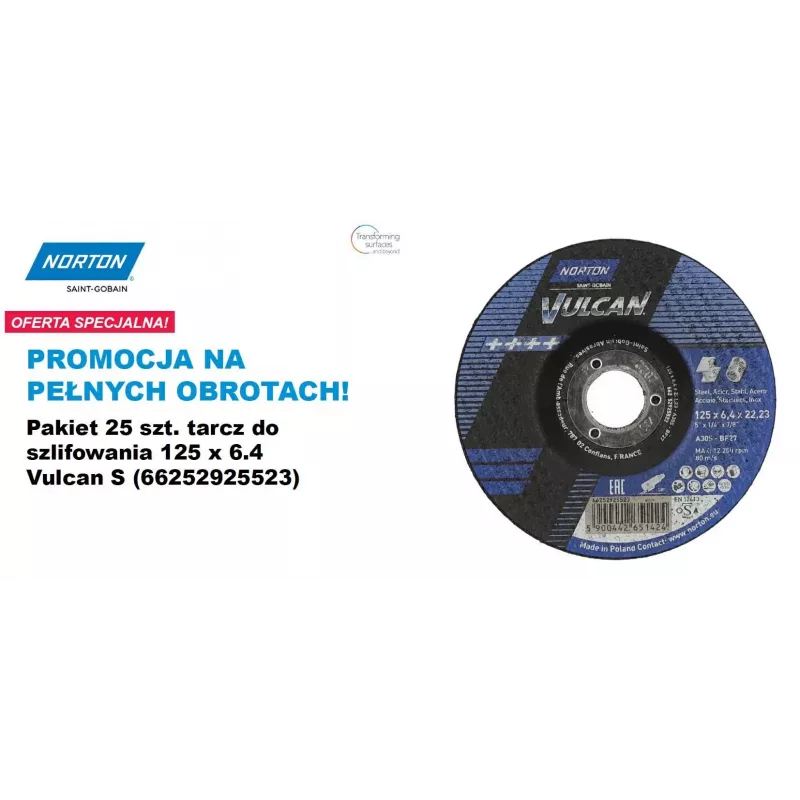 WHEEL STAND PRO Slīpripa Norton Vulcan 125 x 6.4 A30S