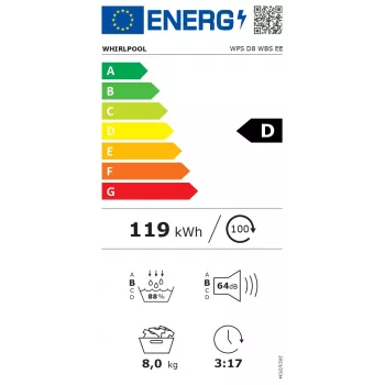 Whirlpool WPS D8 WBS EE Siltumsūkņa žāvētājs 8 kg Priekšējā ielāde Balts