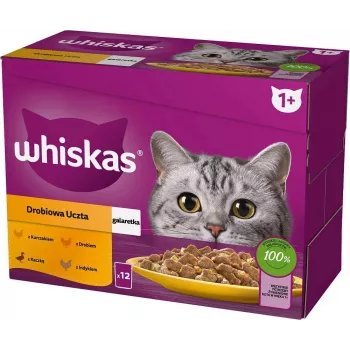 WHISKAS Sachet Jelly Poultry, Duck, Turkey, Chicken - Slapjā barība kaķiem - 12x85 g