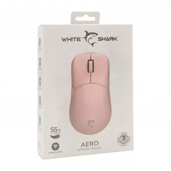 White Shark AERO PINK bezvadu spēļu pele (rozā, 10000 DPI, 2.4GHz/USB-C)